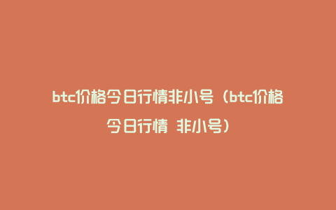 btc价格今日行情非小号（btc价格今日行情 非小号）