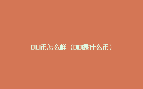 DILI币怎么样（DIBI是什么币）