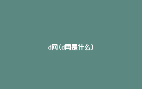 d网(d网是什么)