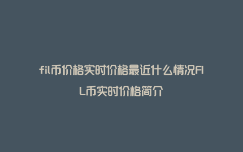 fil币价格实时价格最近什么情况FIL币实时价格简介