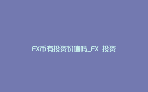 FX币有投资价值吗_FX 投资