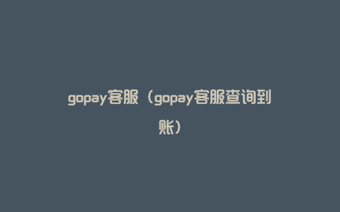 gopay客服（gopay客服查询到账）