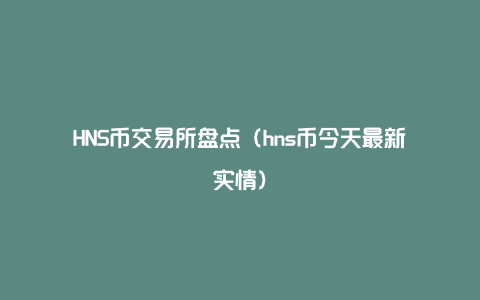 HNS币交易所盘点（hns币今天最新实情）