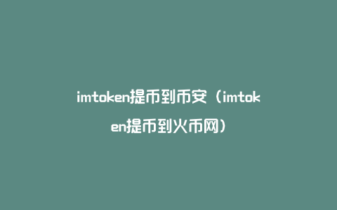 imtoken提币到币安（imtoken提币到火币网）