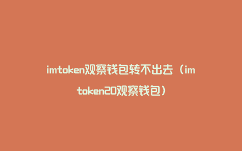 imtoken观察钱包转不出去（imtoken20观察钱包）