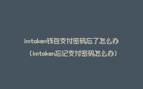 imtoken钱包支付密码忘了怎么办（imtoken忘记支付密码怎么办）