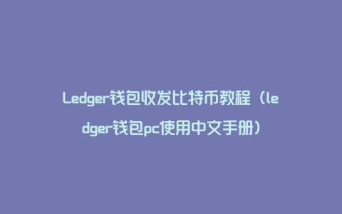 Ledger钱包收发比特币教程（ledger钱包pc使用中文手册）