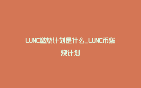 LUNC燃烧计划是什么_LUNC币燃烧计划