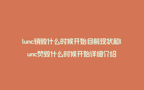 lunc销毁什么时候开始目前现状和lunc焚毁什么时候开始详细介绍