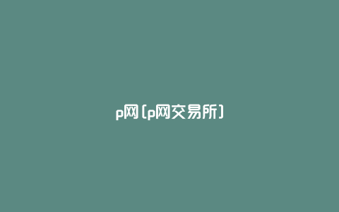 p网[p网交易所]