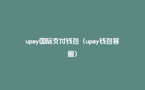 upay国际支付钱包（upay钱包客服）