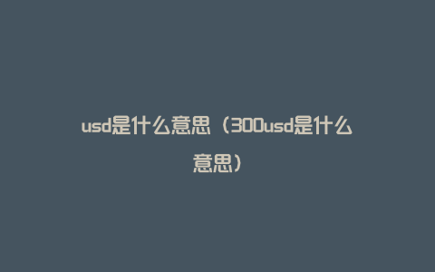 usd是什么意思（300usd是什么意思）