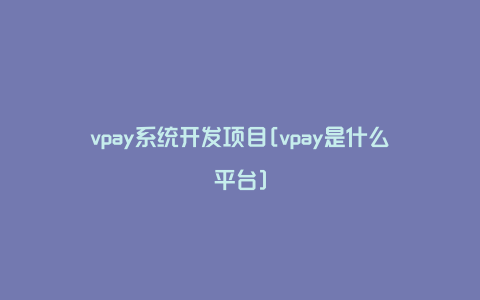 vpay系统开发项目[vpay是什么平台]