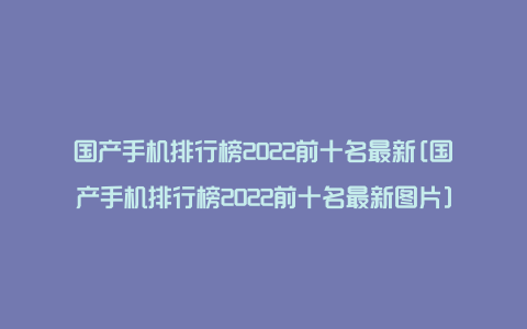 国产手机排行榜2022前十名最新[国产手机排行榜2022前十名最新图片]