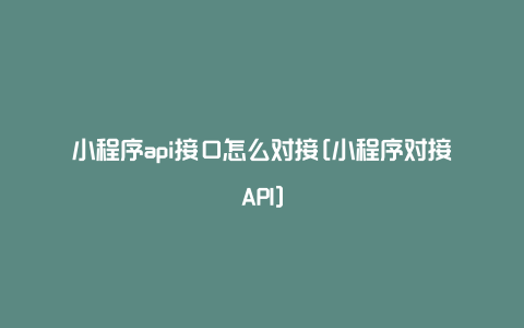 小程序api接口怎么对接[小程序对接API]