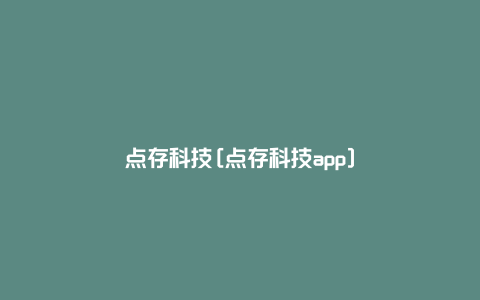 点存科技[点存科技app]