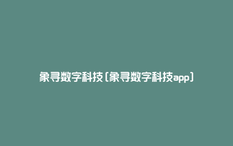 象寻数字科技[象寻数字科技app]