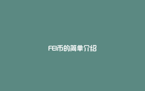 FEI币的简单介绍