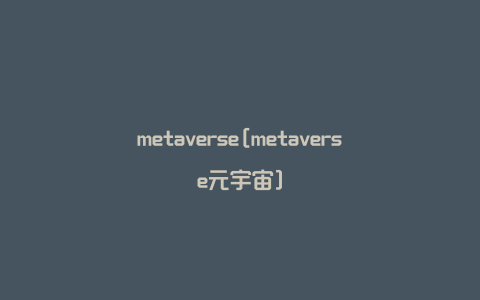 metaverse[metaverse元宇宙]