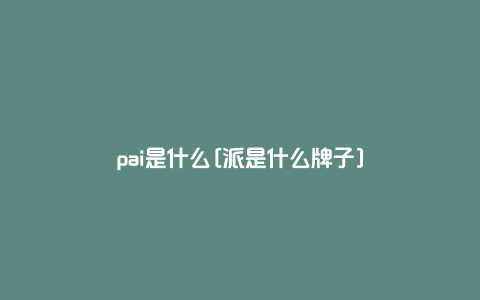 pai是什么[派是什么牌子]