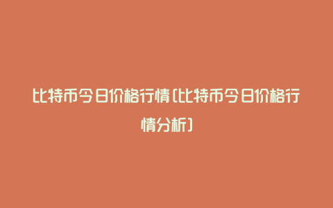 比特币今日价格行情[比特币今日价格行情分析]