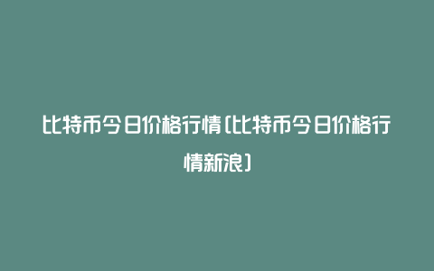 比特币今日价格行情[比特币今日价格行情新浪]