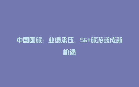 中国国旅：业绩承压，5G+旅游或成新机遇