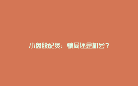 小盘股配资：骗局还是机会？