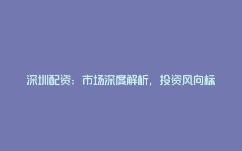 深圳配资：市场深度解析，投资风向标