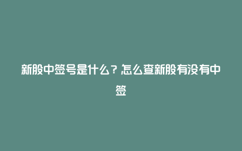 新股中签号是什么？怎么查新股有没有中签