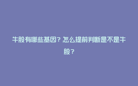 牛股有哪些基因？怎么提前判断是不是牛股？