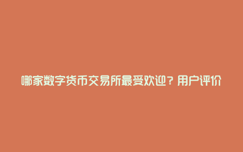 哪家数字货币交易所最受欢迎？用户评价