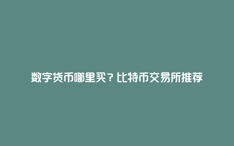 数字货币哪里买？比特币交易所推荐