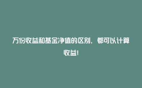 万份收益和基金净值的区别，都可以计算收益！