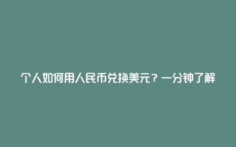 个人如何用人民币兑换美元？一分钟了解