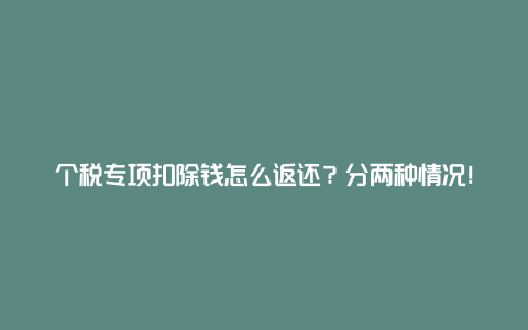 个税专项扣除钱怎么返还？分两种情况！