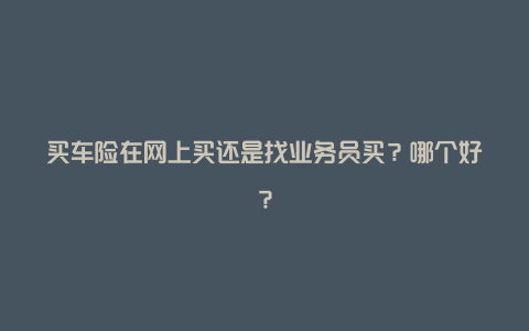 买车险在网上买还是找业务员买？哪个好？