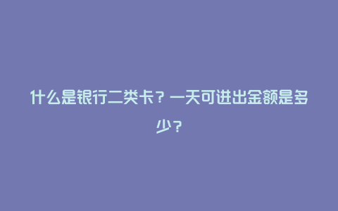 什么是银行二类卡？一天可进出金额是多少？