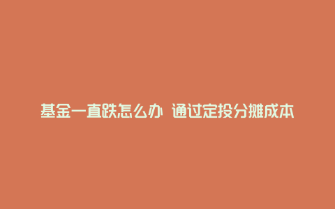 基金一直跌怎么办 通过定投分摊成本