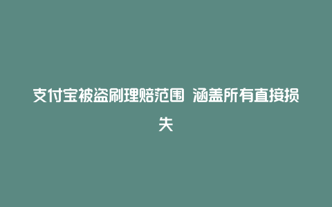 支付宝被盗刷理赔范围 涵盖所有直接损失