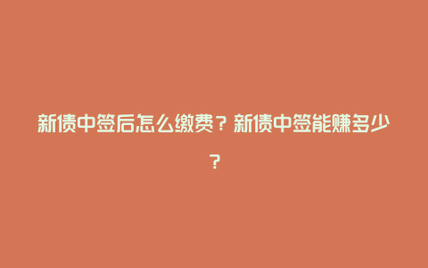 新债中签后怎么缴费？新债中签能赚多少？