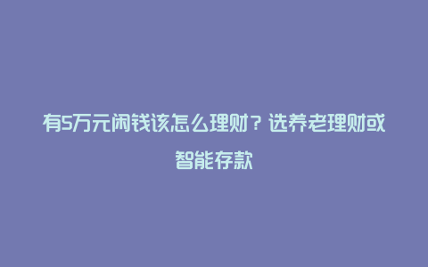 有5万元闲钱该怎么理财？选养老理财或智能存款