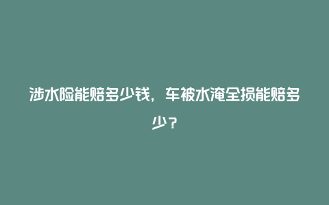 涉水险能赔多少钱，车被水淹全损能赔多少？