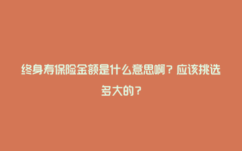 终身寿保险金额是什么意思啊？应该挑选多大的？