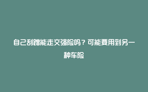 自己刮蹭能走交强险吗？可能要用到另一种车险